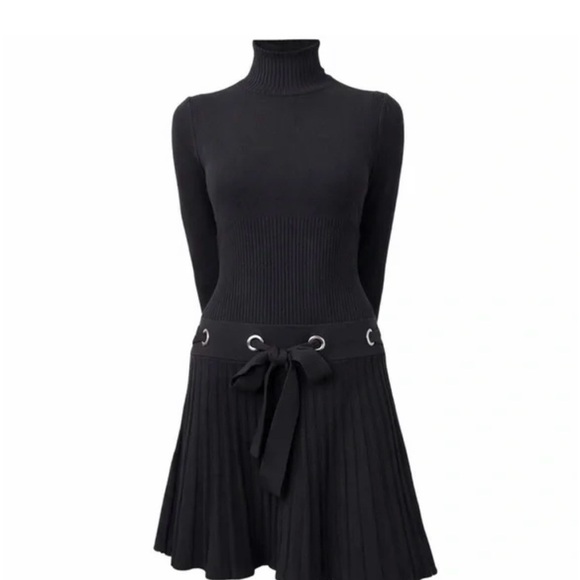 VENUS Dresses & Skirts - VENUS Black Turtleneck Dress with Stylish Belt